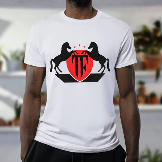 TF white t shirt with black logo